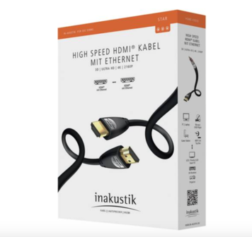 Inakustik Star HDMI-HDMI, High Speed met Ethernet - 0,75m