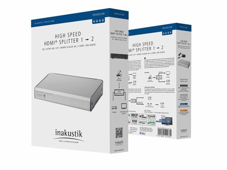 Inakustik Premium HDMI splitter 1 &lt; 2 &ndash; UHD 18.2 Gbps