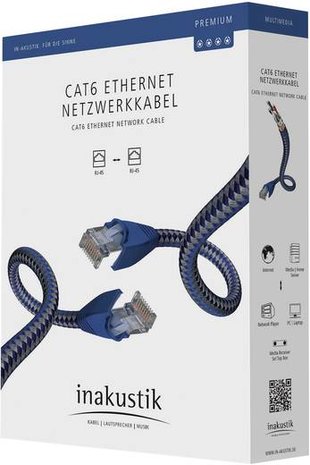 Inakustik Premium CAT6 flex kabel 2xRJ45 - Ø6,8mm SF/UTP AWG24 | Netwerkkabel CAT